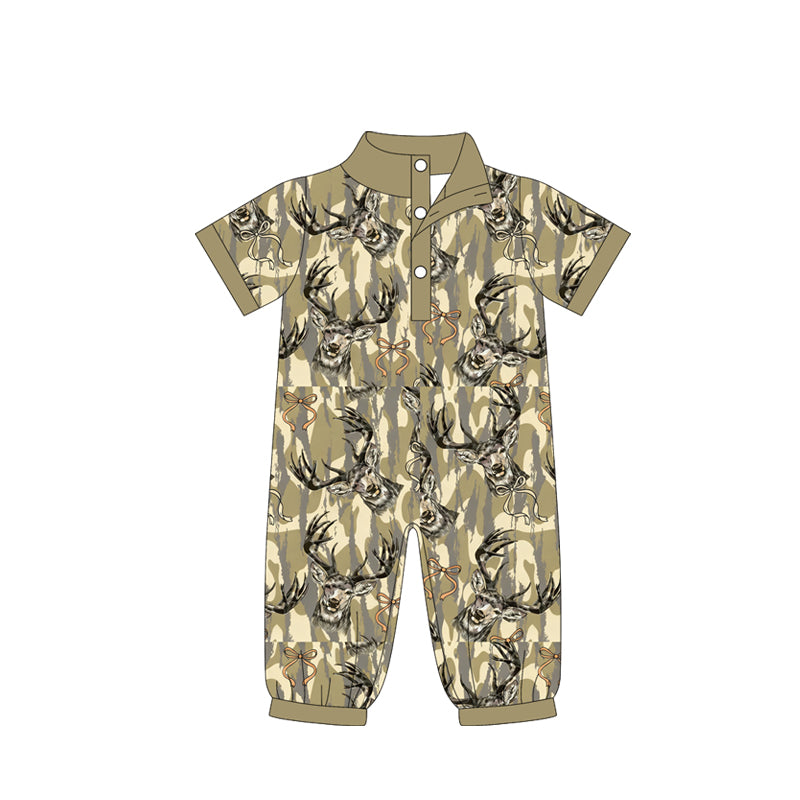 Pre order long sleeve camo hunting polo romper