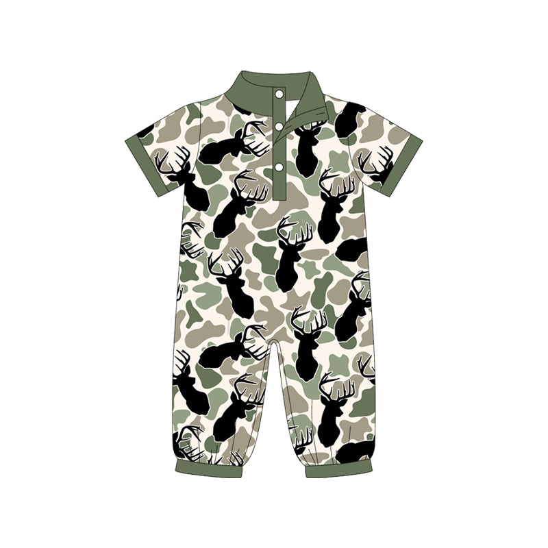 Pre order long sleeve camo hunting polo romper