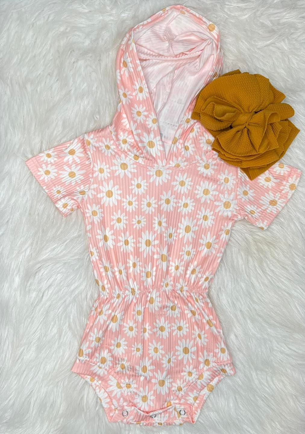 Pre order sunflower on pink hoodie bodysuit baby clothing