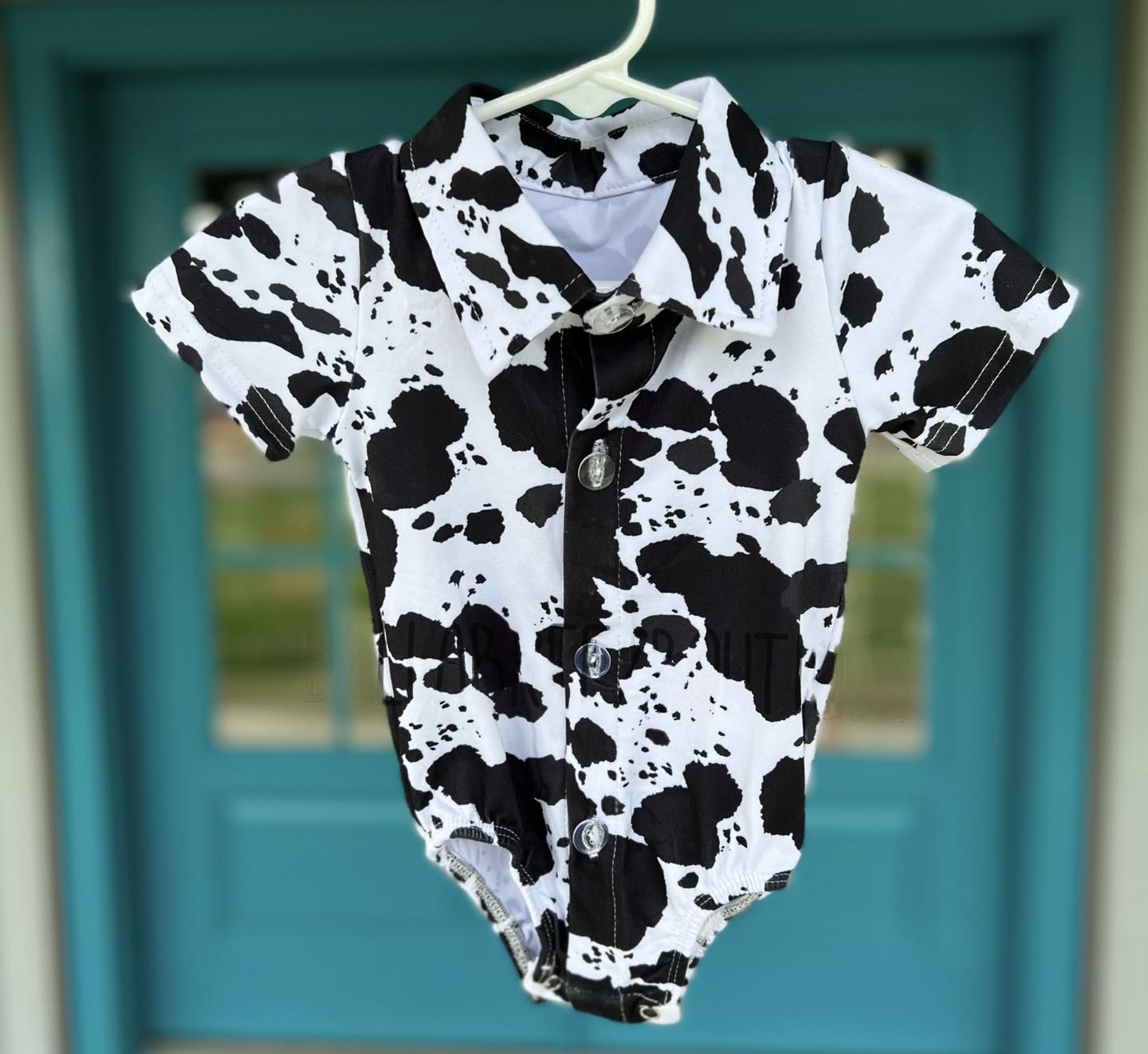 Pre order black cow print boy bodysuit baby clothing