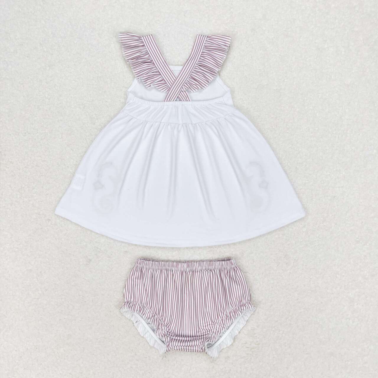 baby girl seahorse embroidery bummie set