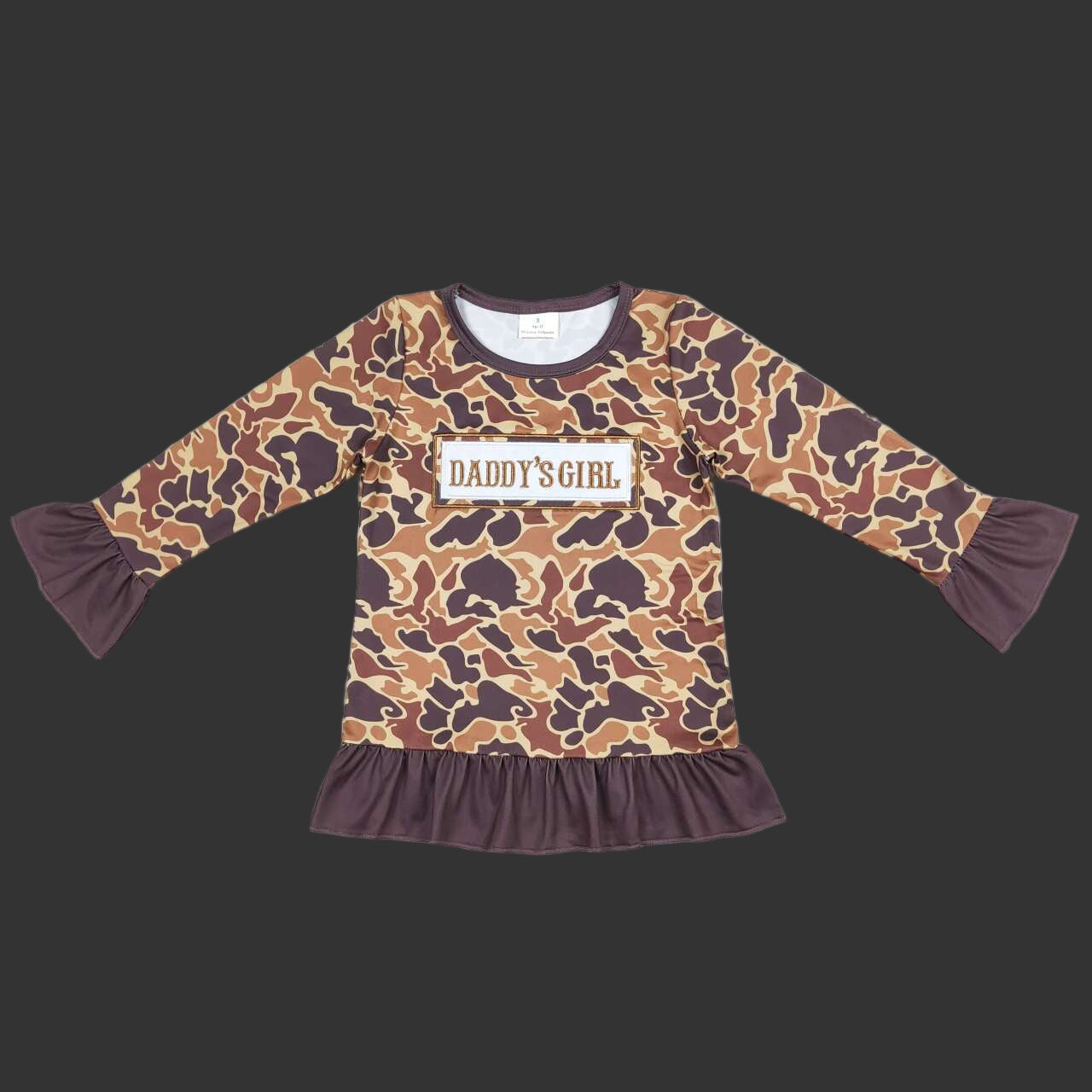 long sleeve daddy's girl camo embroidery pullover