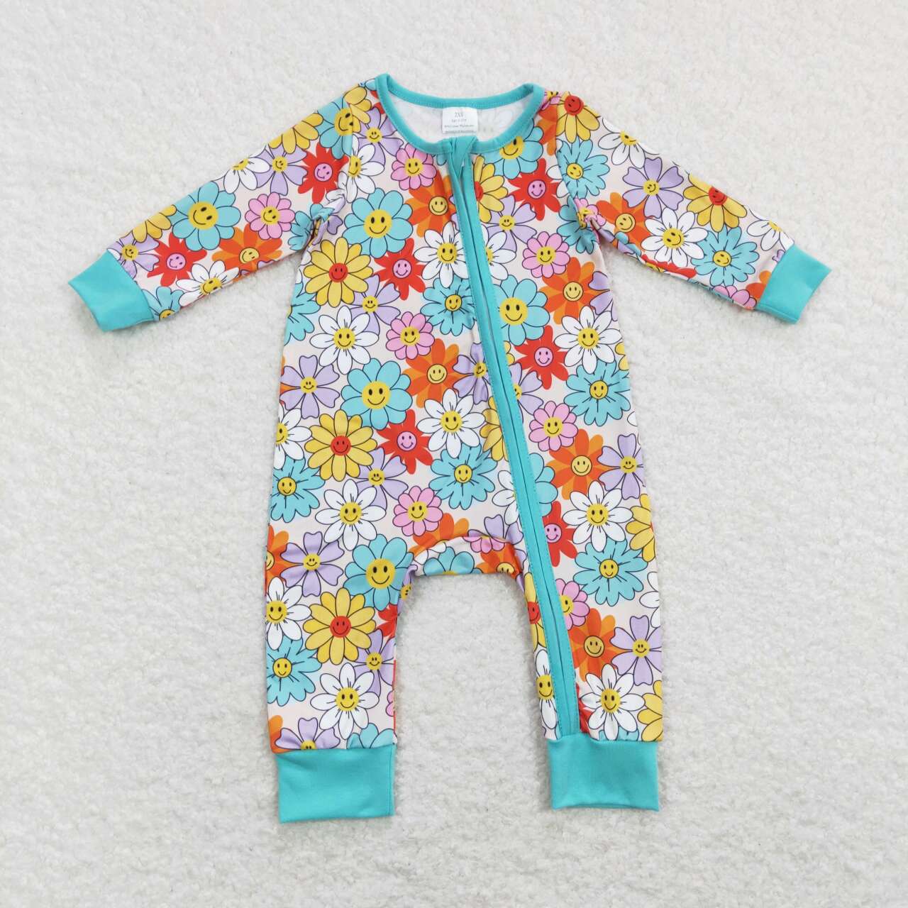 smile sunflower baby zip sleeper