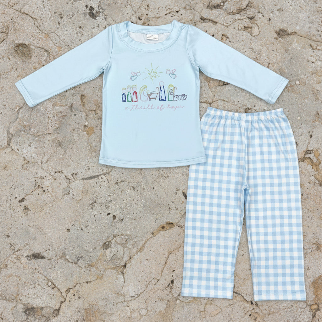 boy nativity blue pants set