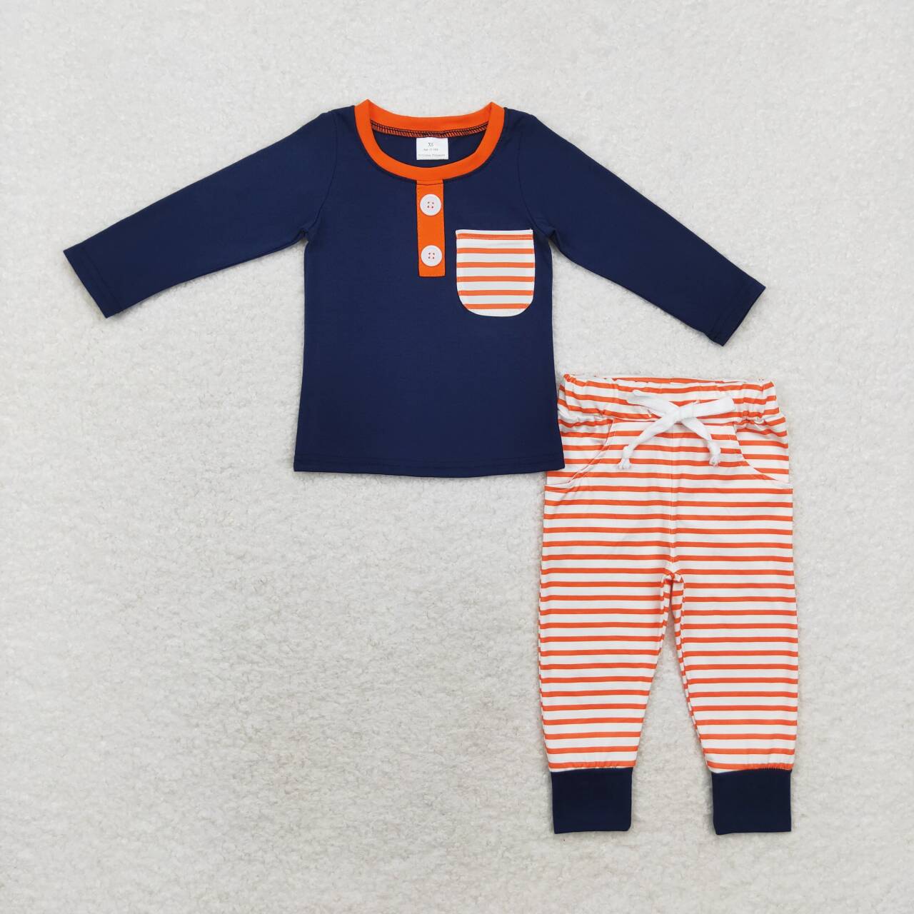 navy orange jogger pants set boy fall clothes