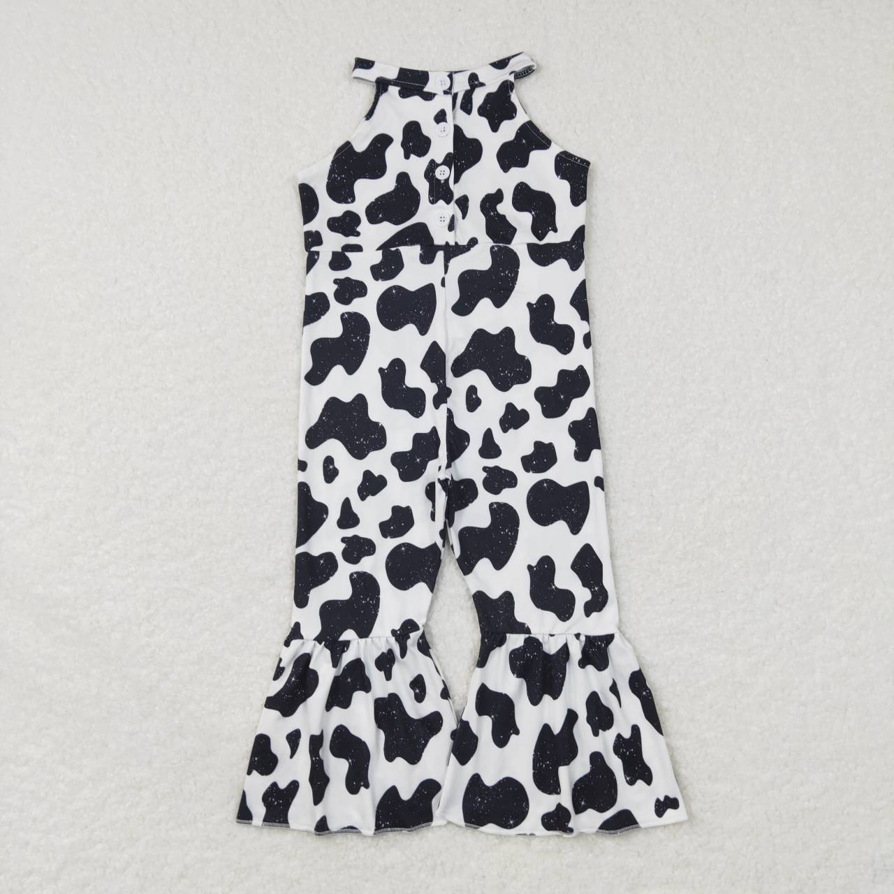 kids girl sleeveless cowp print jumpsuit