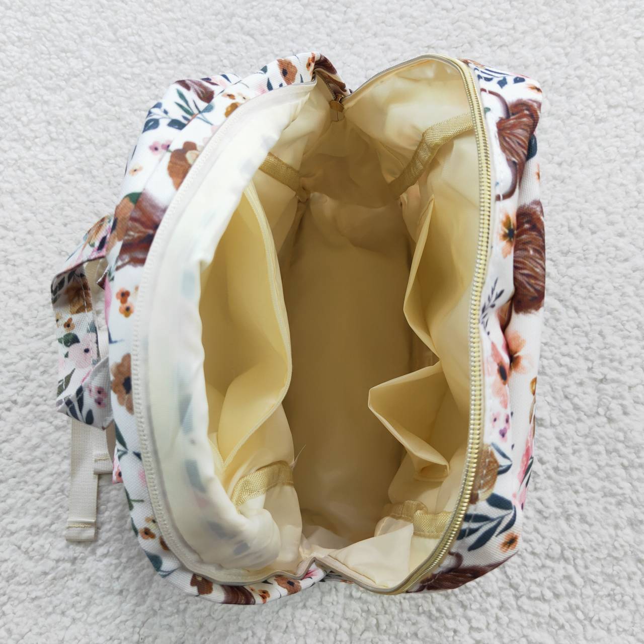 Highland cow print kids school backpack bag