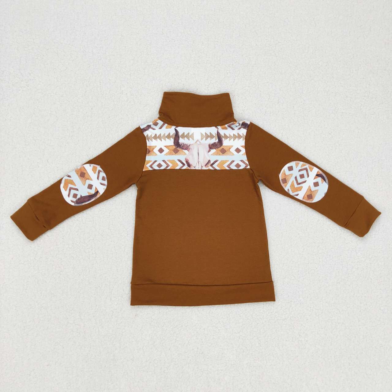 baby boy skull aztec print brown zip pullover