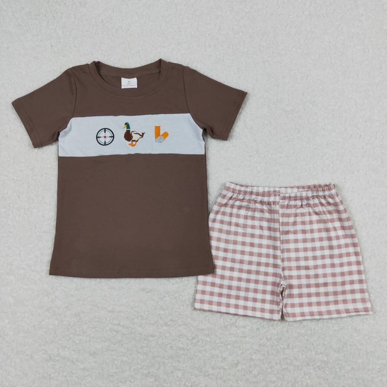 go hunting boy embroidery shorts set