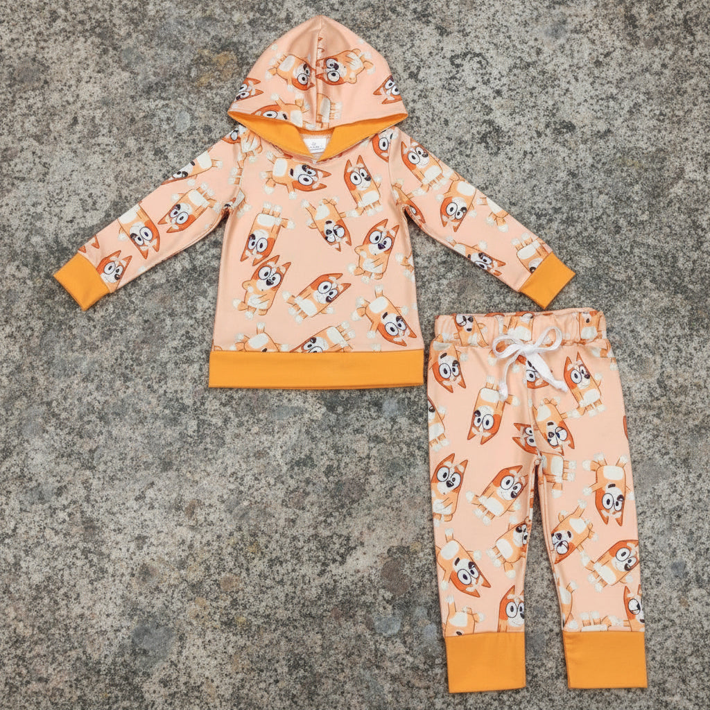 orange dog hoodie outfit boys clothing