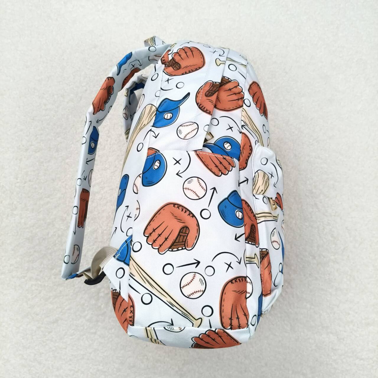 Baseball print kids school backpack bag