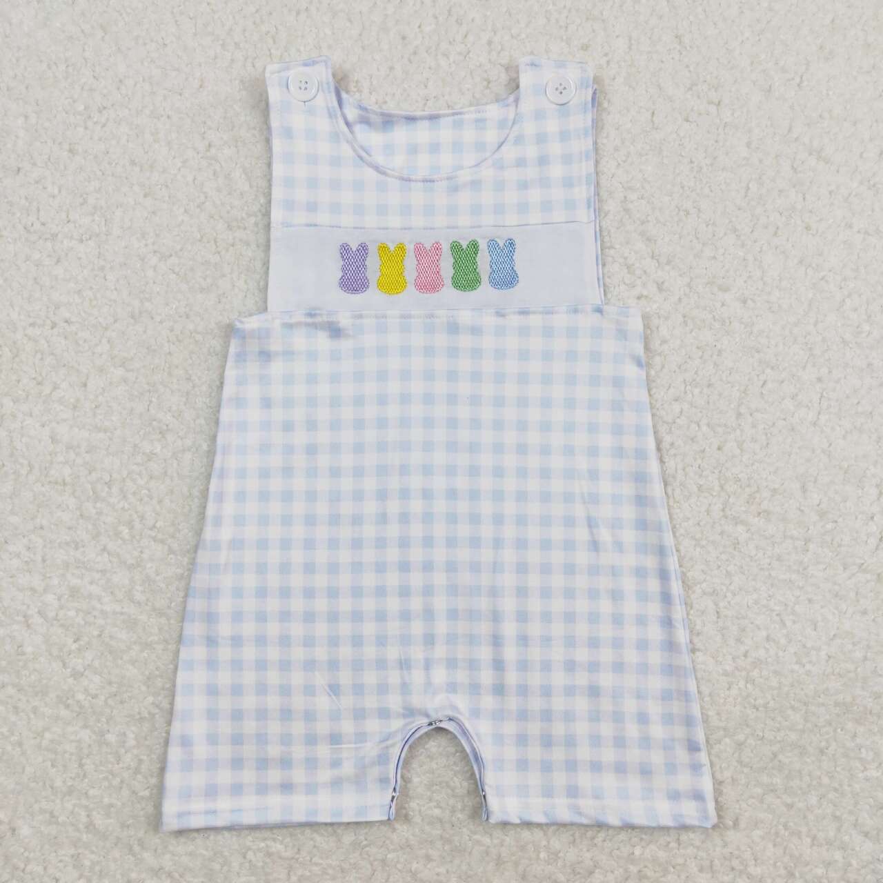 baby boy easter embroidery tank romper colorful peeps