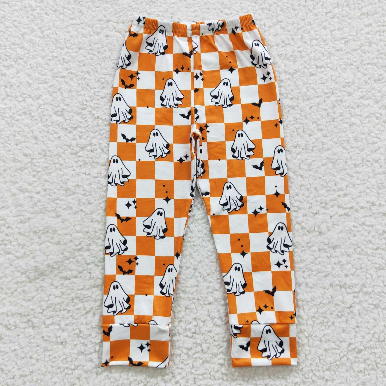 orange checkered boo halloween boys pants