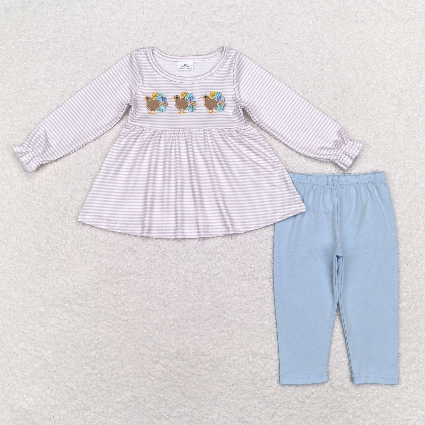 turkey embroidered legging set thanksgiving day girls clothes
