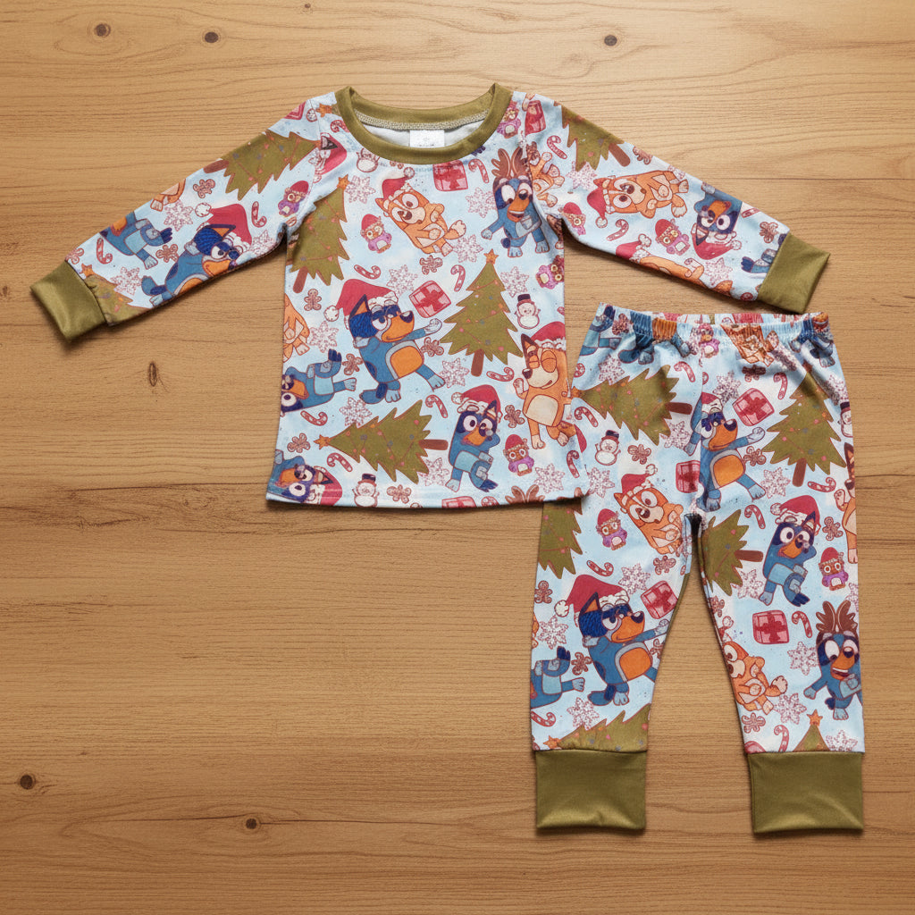 2pieces kids boy christmas blu*y pajama