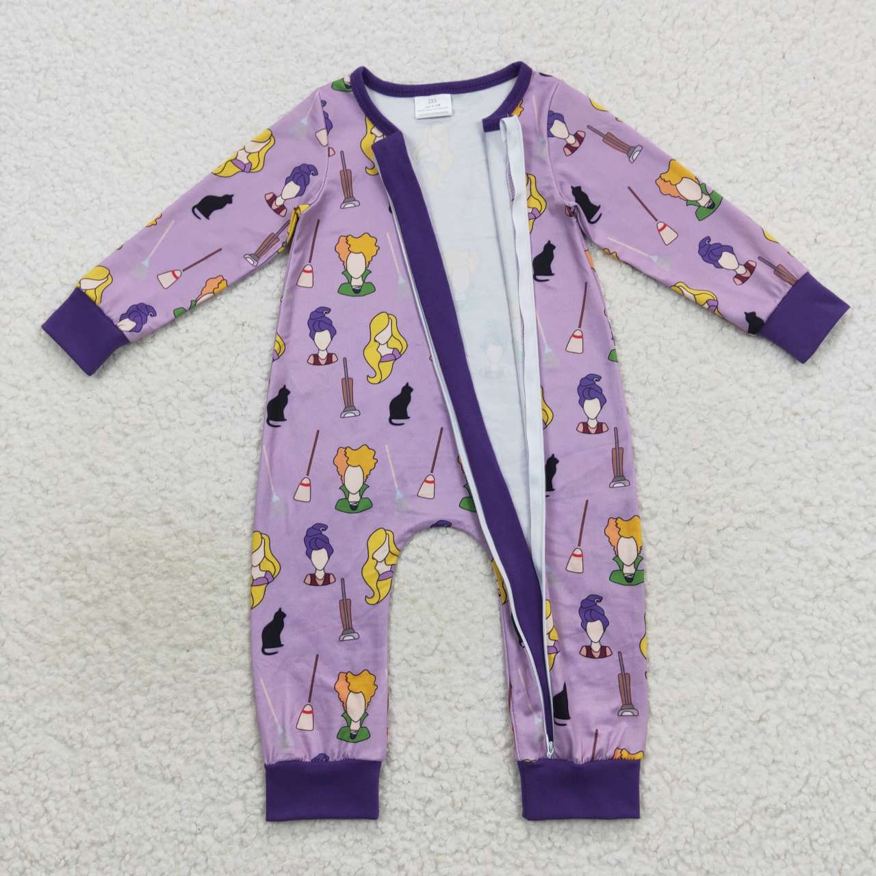 purple hocus pocus baby halloween zip sleeper