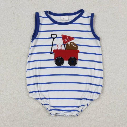 baby boy stripe baseball embroidery tank bubble