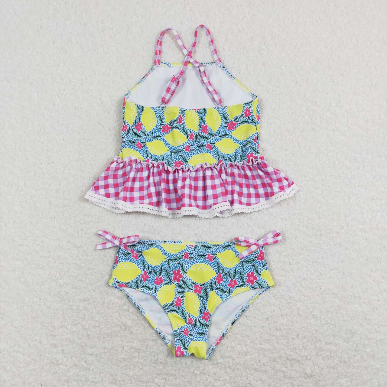 kids girl 2pc strap lemon swimsuit