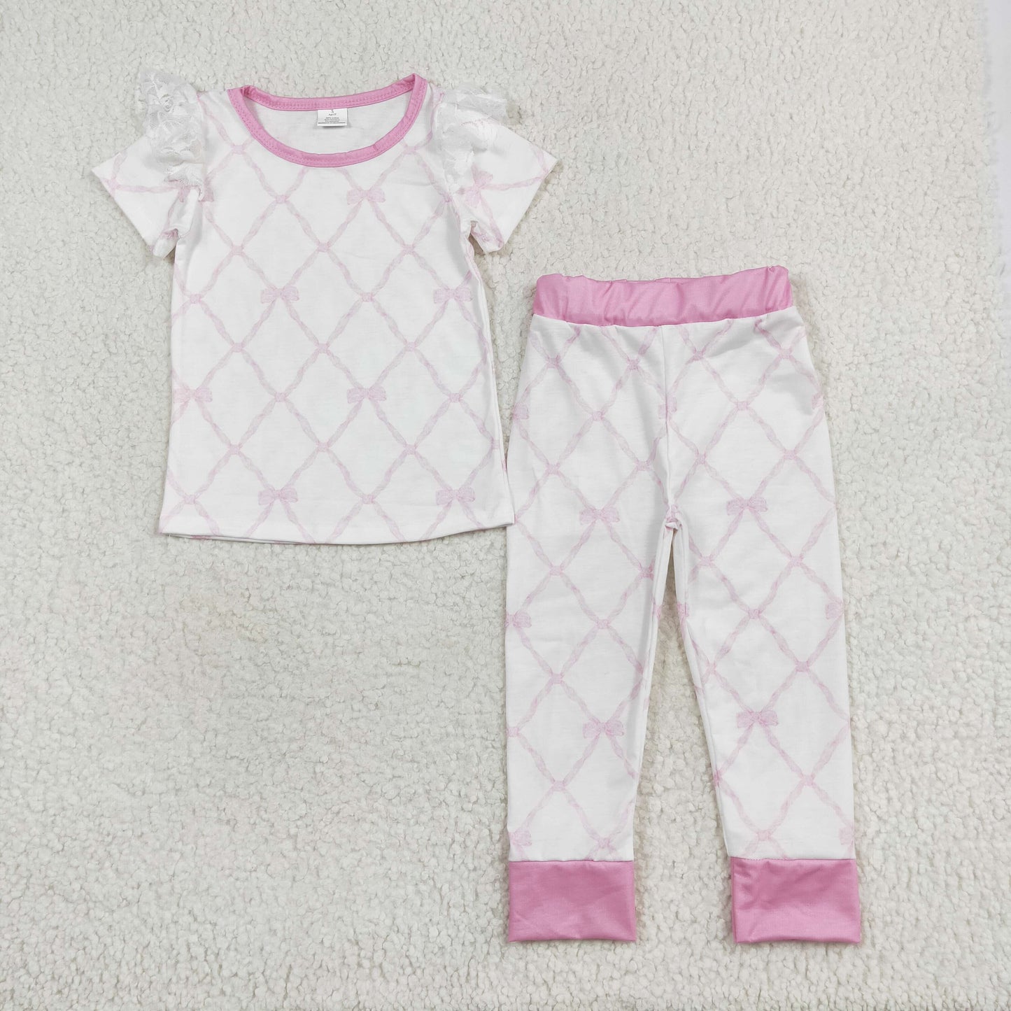 short sleeve pink bows pajama set