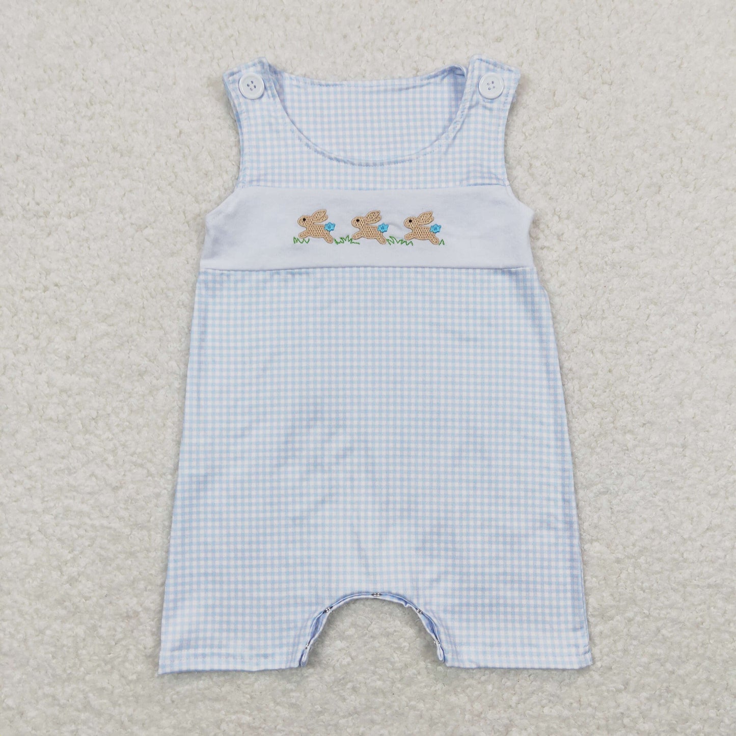 rabbit embroidery baby boy easter romper