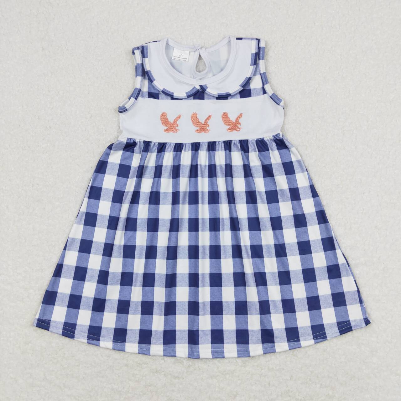 plaid sleeveless duck embroidery dress toddler girl dresses