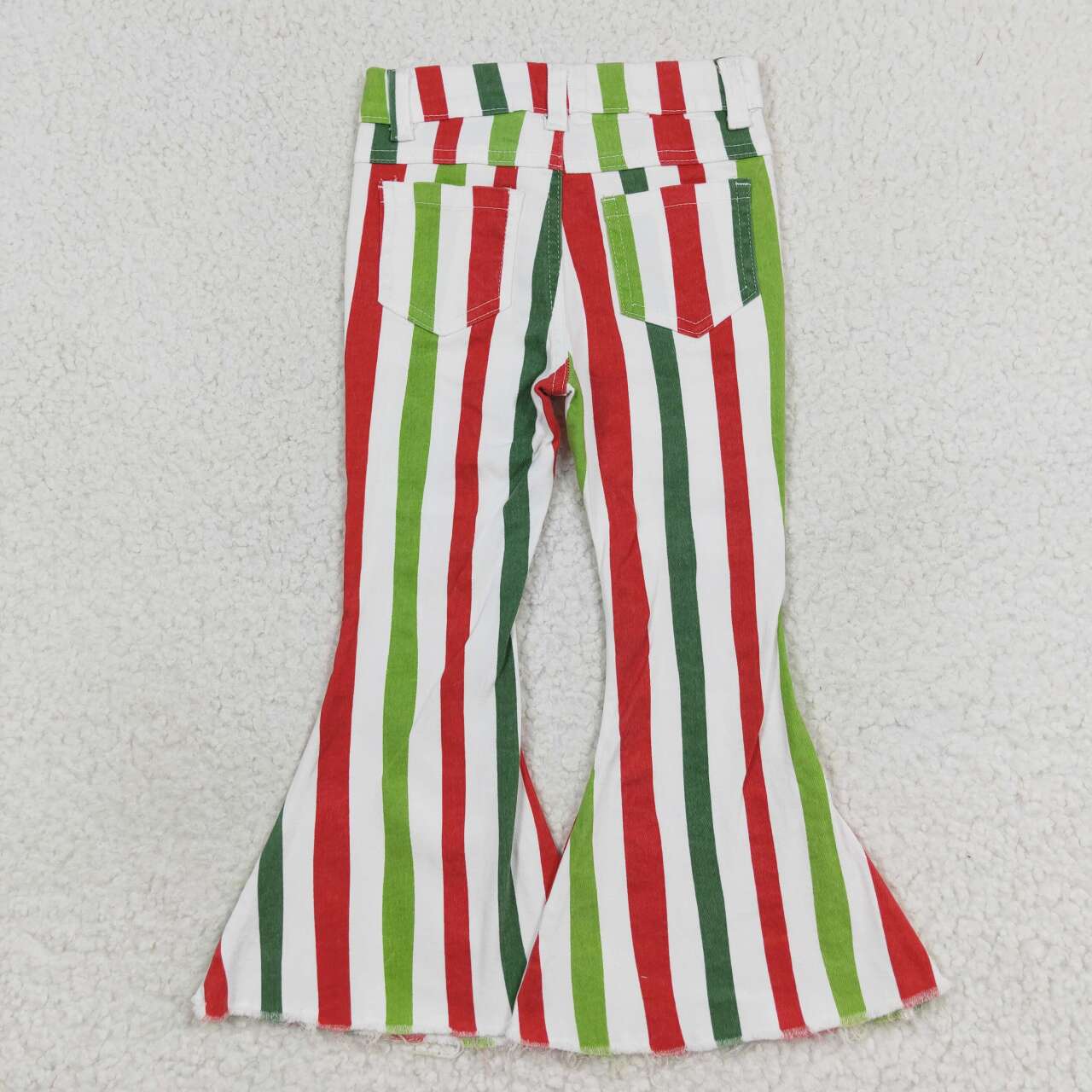 green red white stripes denim pants girl jeans for Christmas