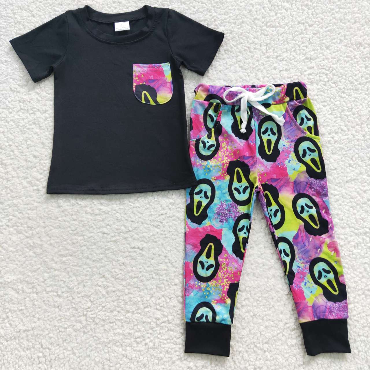 Boy Halloween Ghost Dye Pants Set