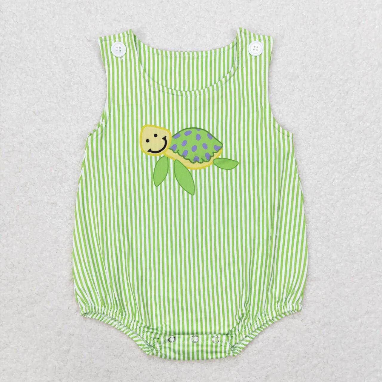 baby boy turtle print green stripe tank bubble