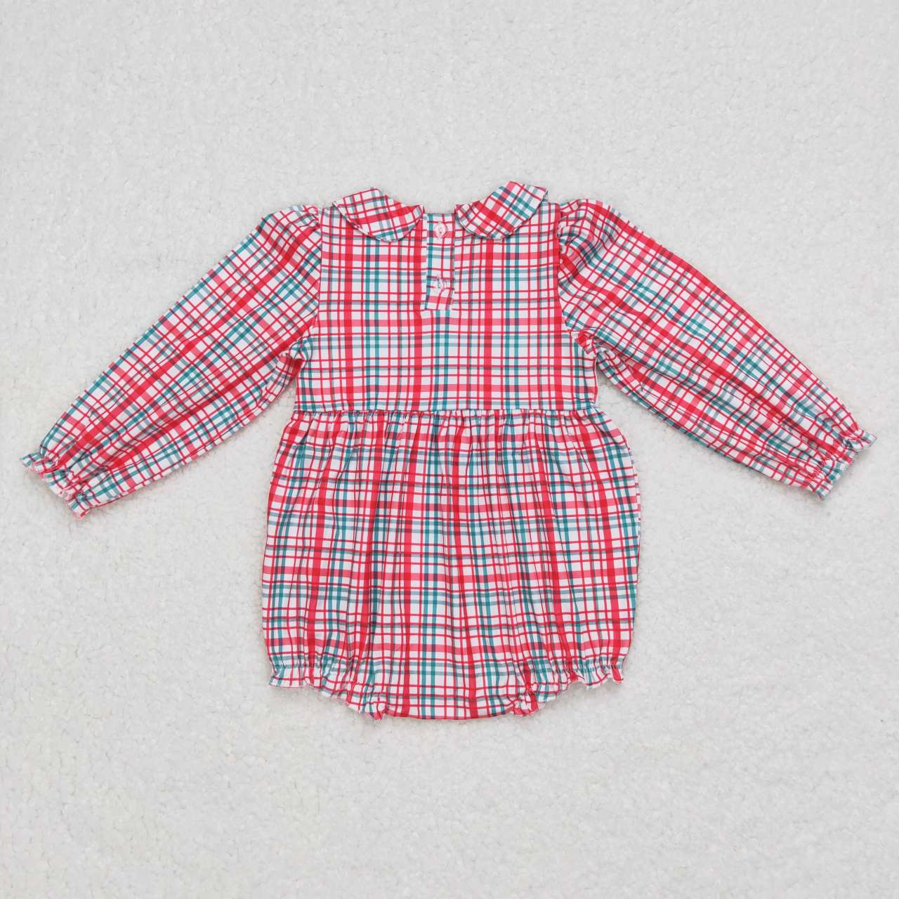 long sleeve baby girl doll collar plaid christmas bubble