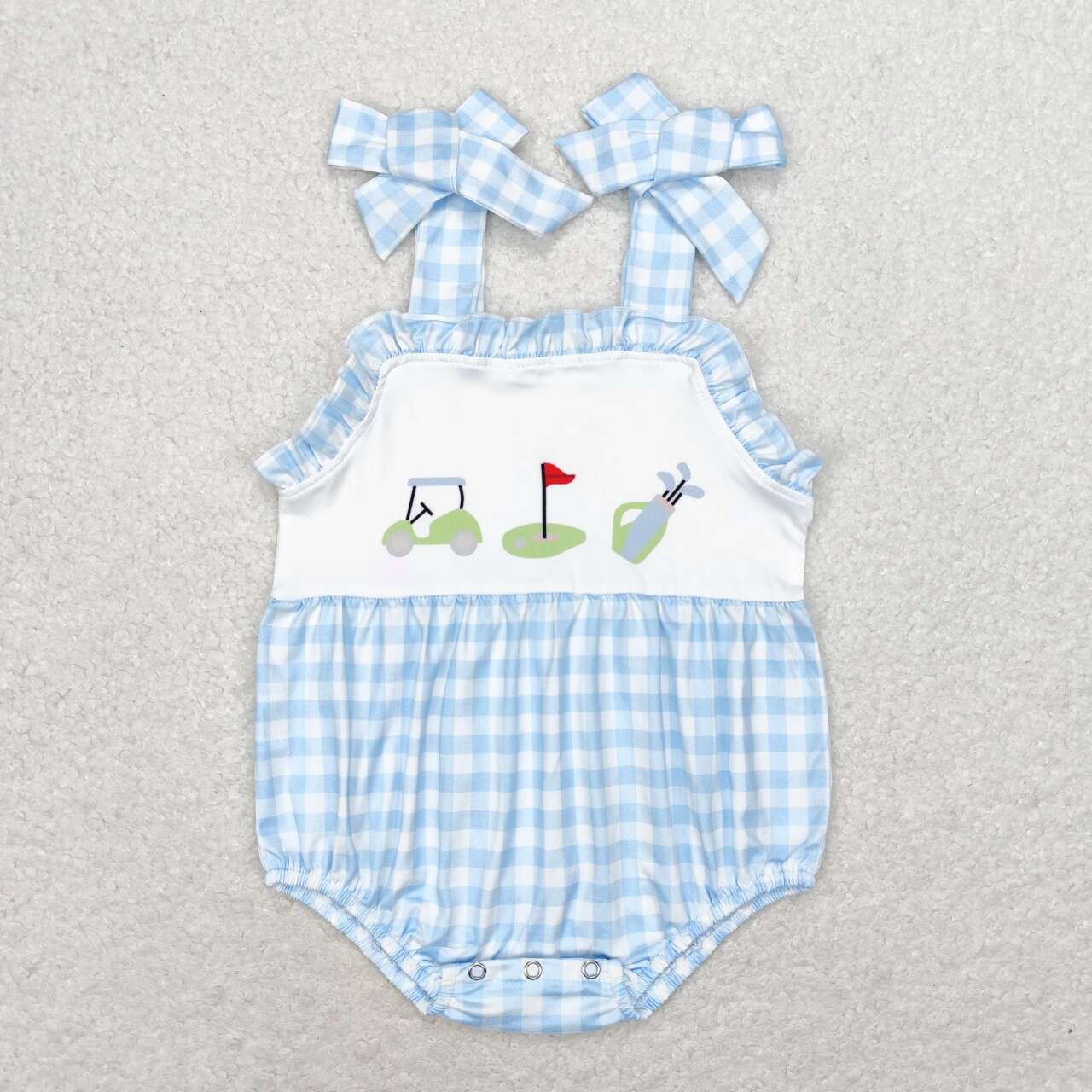 blue plaid strap golf bubble girl