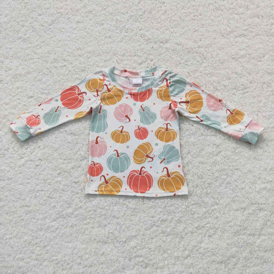 Girl long sleeve colorful pumpkin shirt