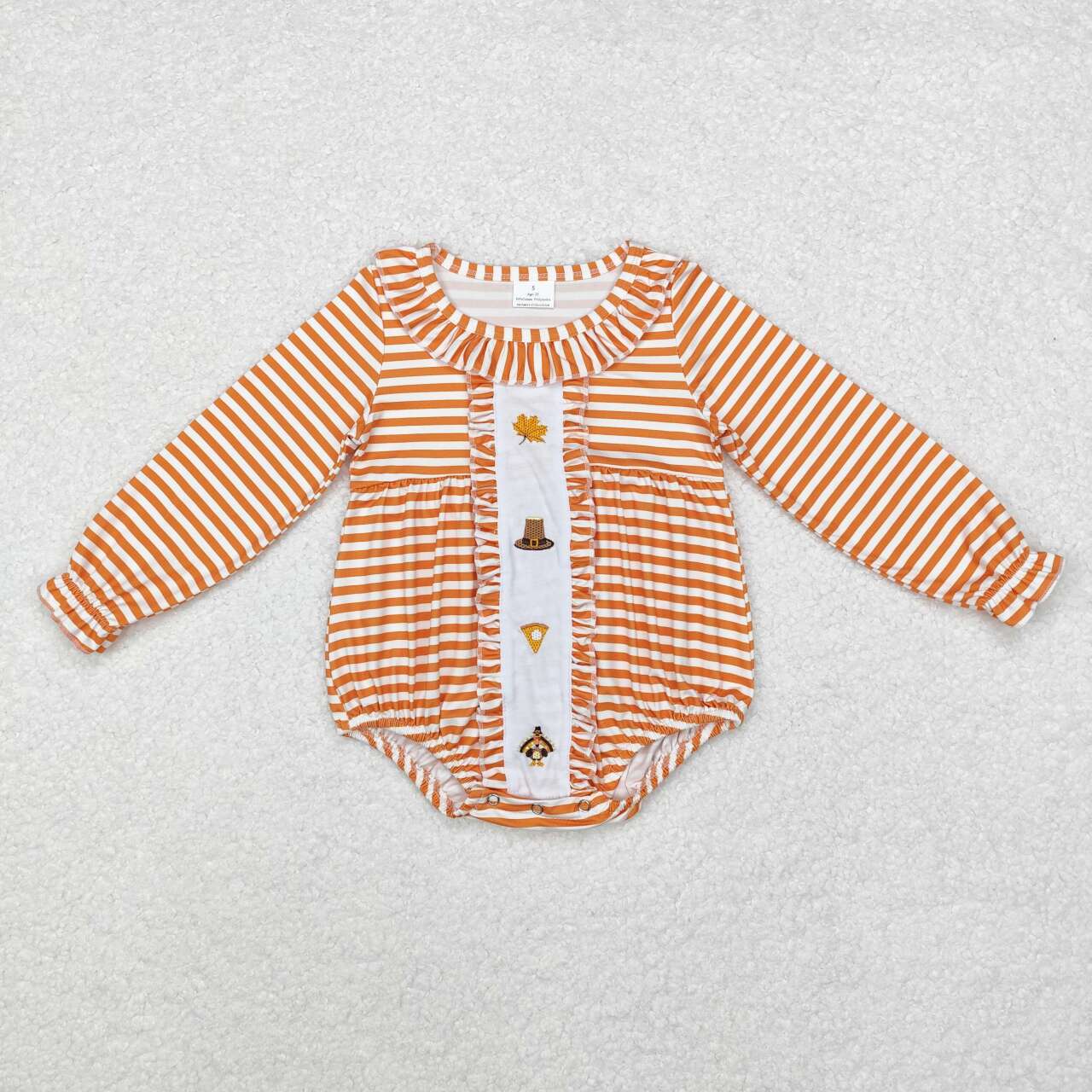 orange stripes embroidered thanksgiving bubble