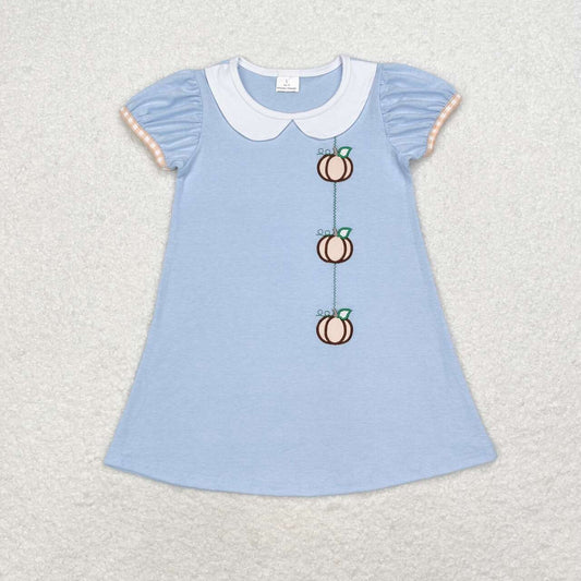 pumpkin embroidered dress girl fall clothes