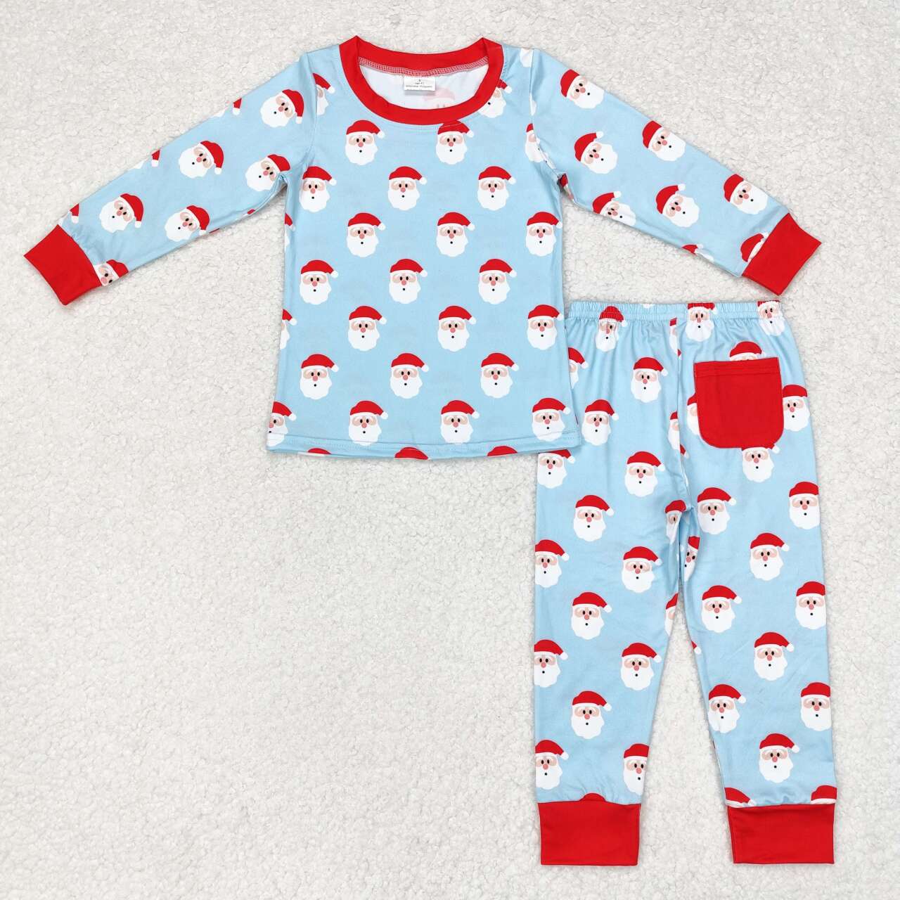 Santa print boy Christmas pajama blue