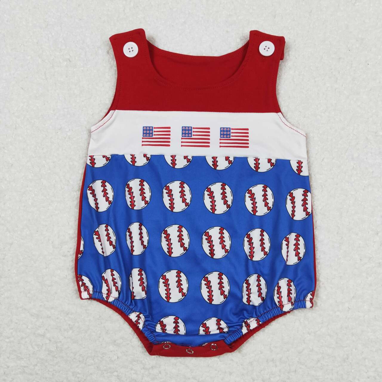 USA flag baseball bubble baby boy patriotic romper