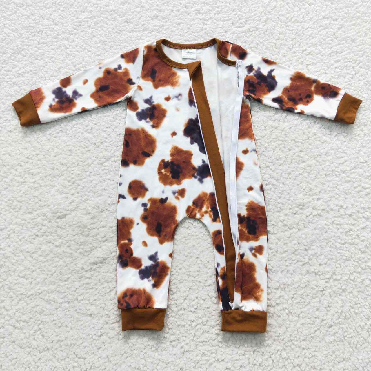Cow print baby zipper sleeper