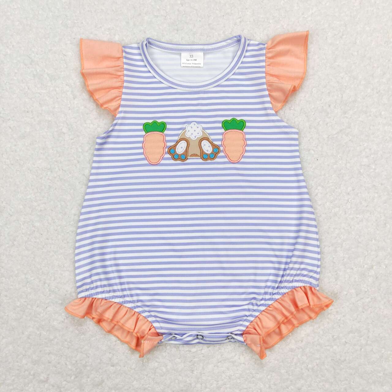 cute baby girl easter carrot embroidery bubble