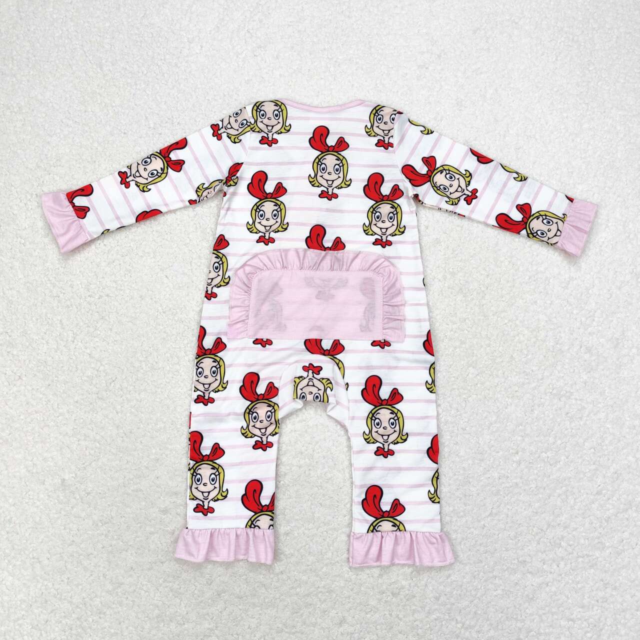 Christmas bamboo zipper romper pink