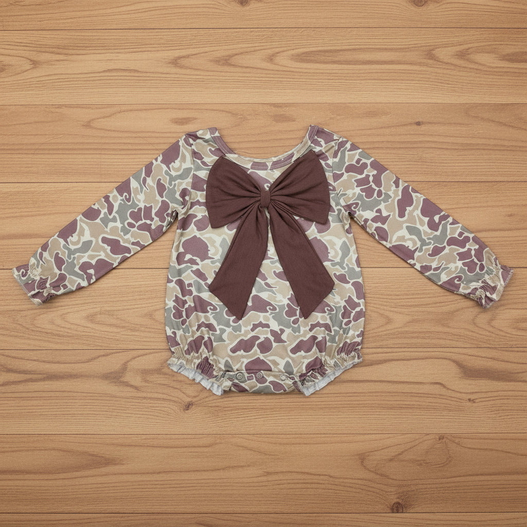 camo bow bubble baby clothes