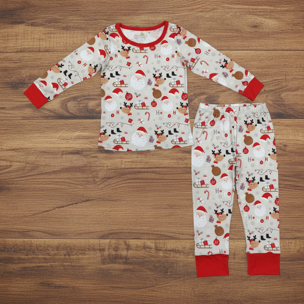 joy hohoho baby boy long sleeve Christmas bamboo pajama set