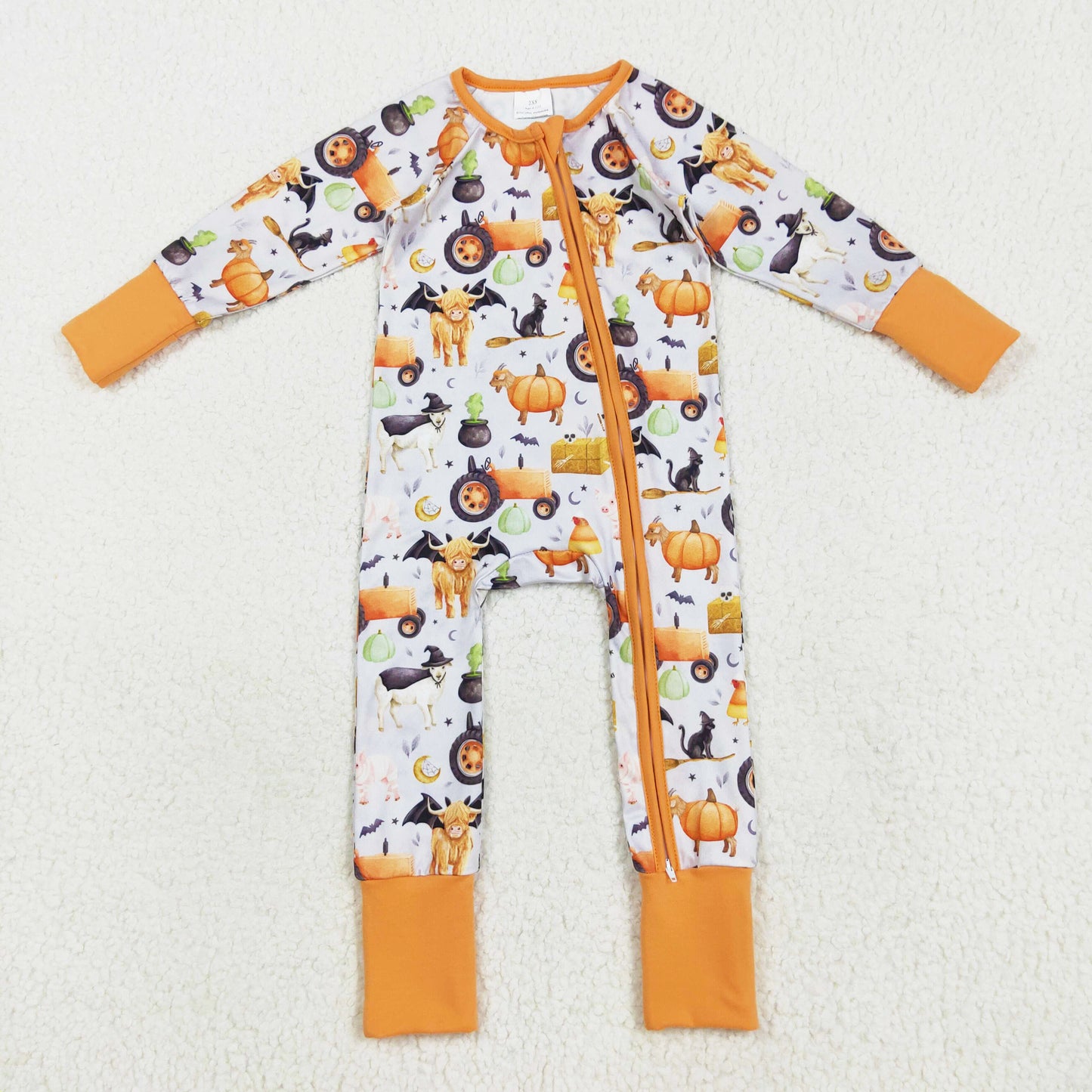 long sleeve Halloween farm animal zip sleeper
