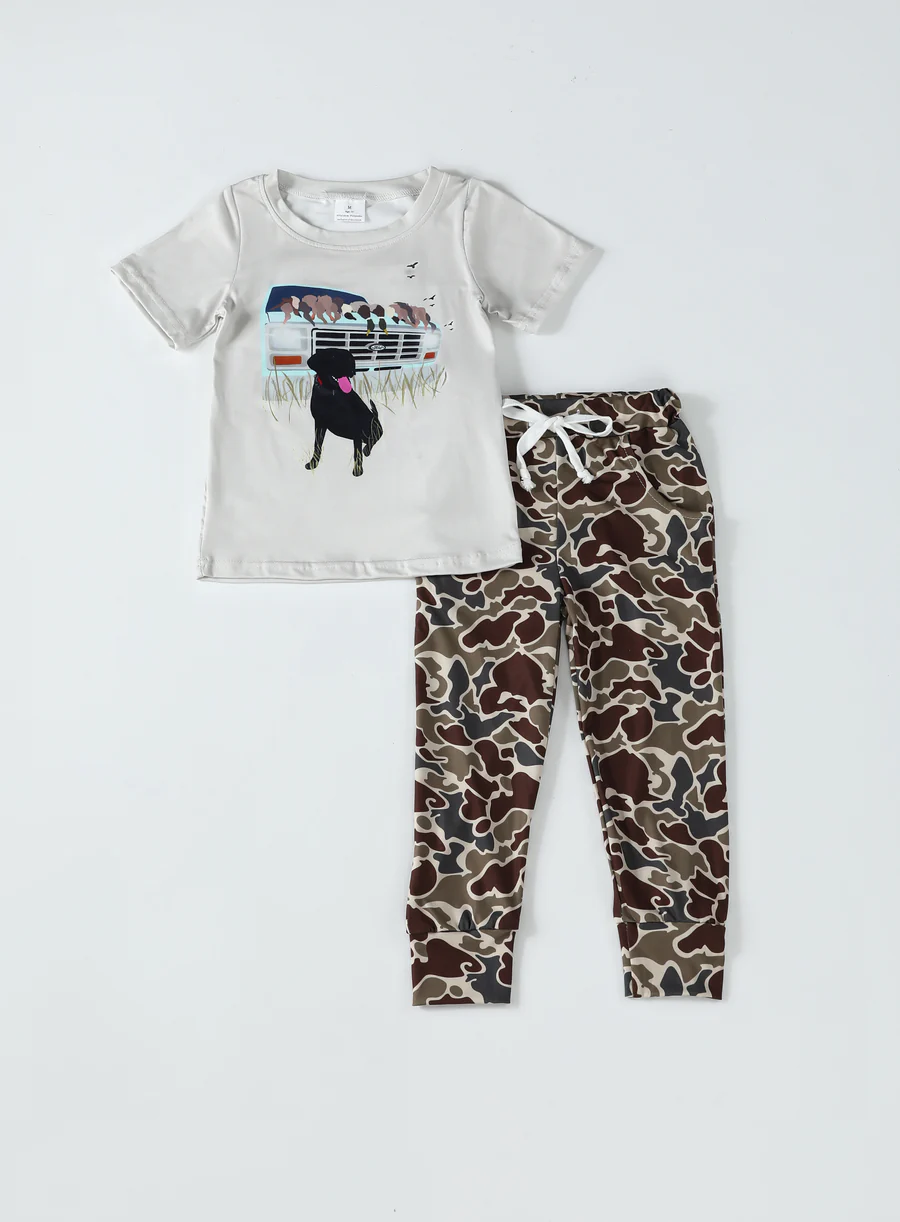 grey camouflage hunting boy set