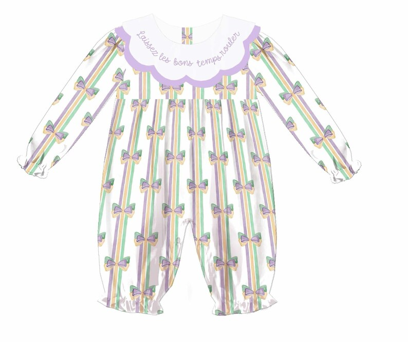 MOQ 8 TAT 6-8 weeks Let the Good Times Roll mardi gras coquette romper