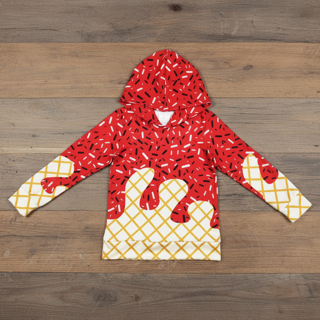 red sprinkle ice cream hoodies kids clothing
