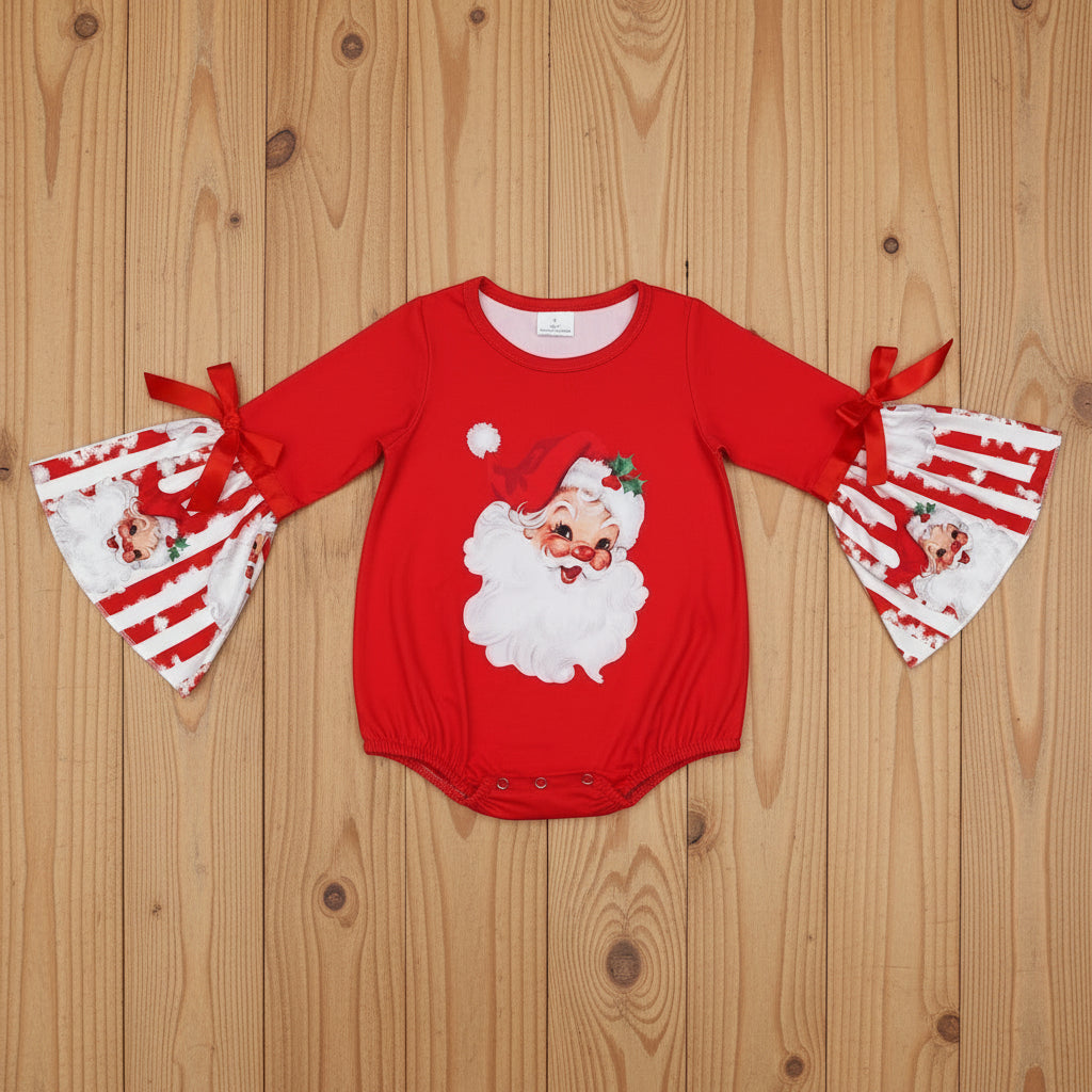 red Christmas santa print girls bubble