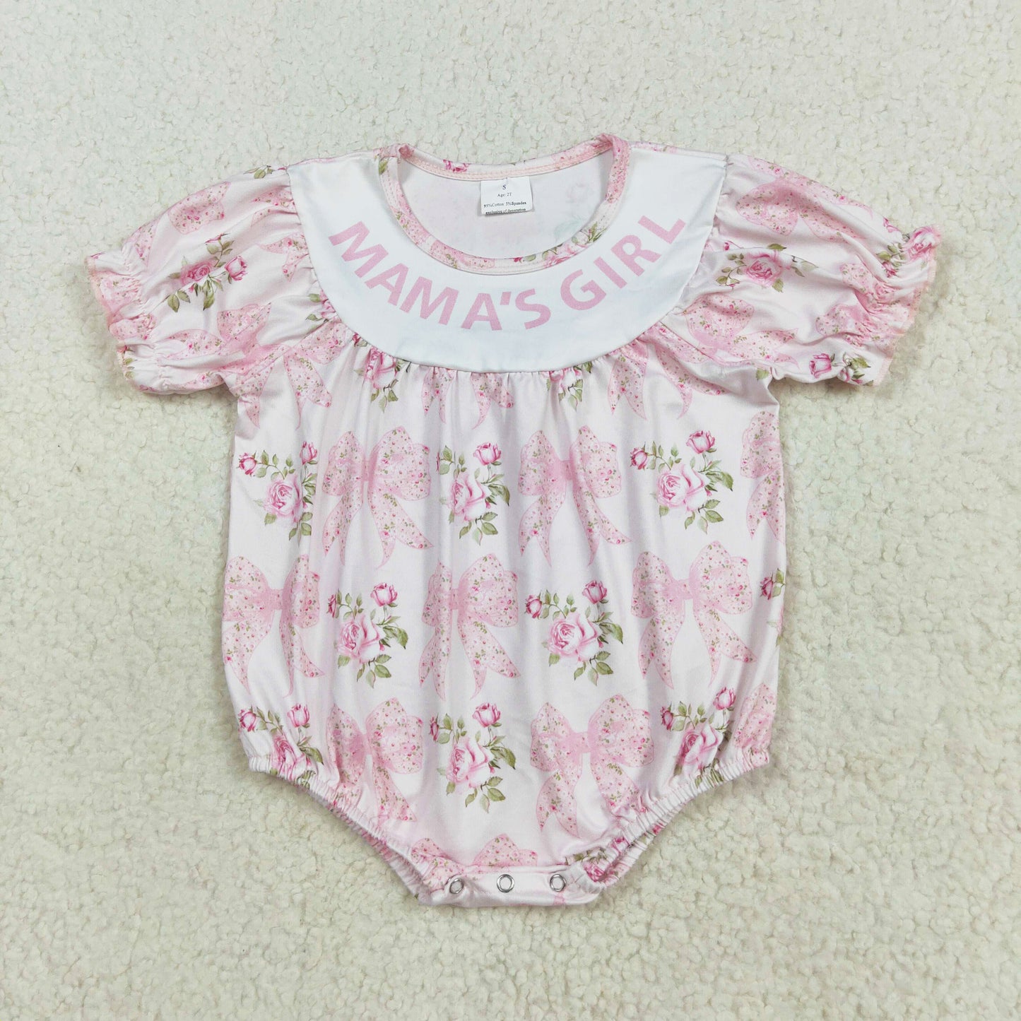 mama's girl pink floral bow bubble