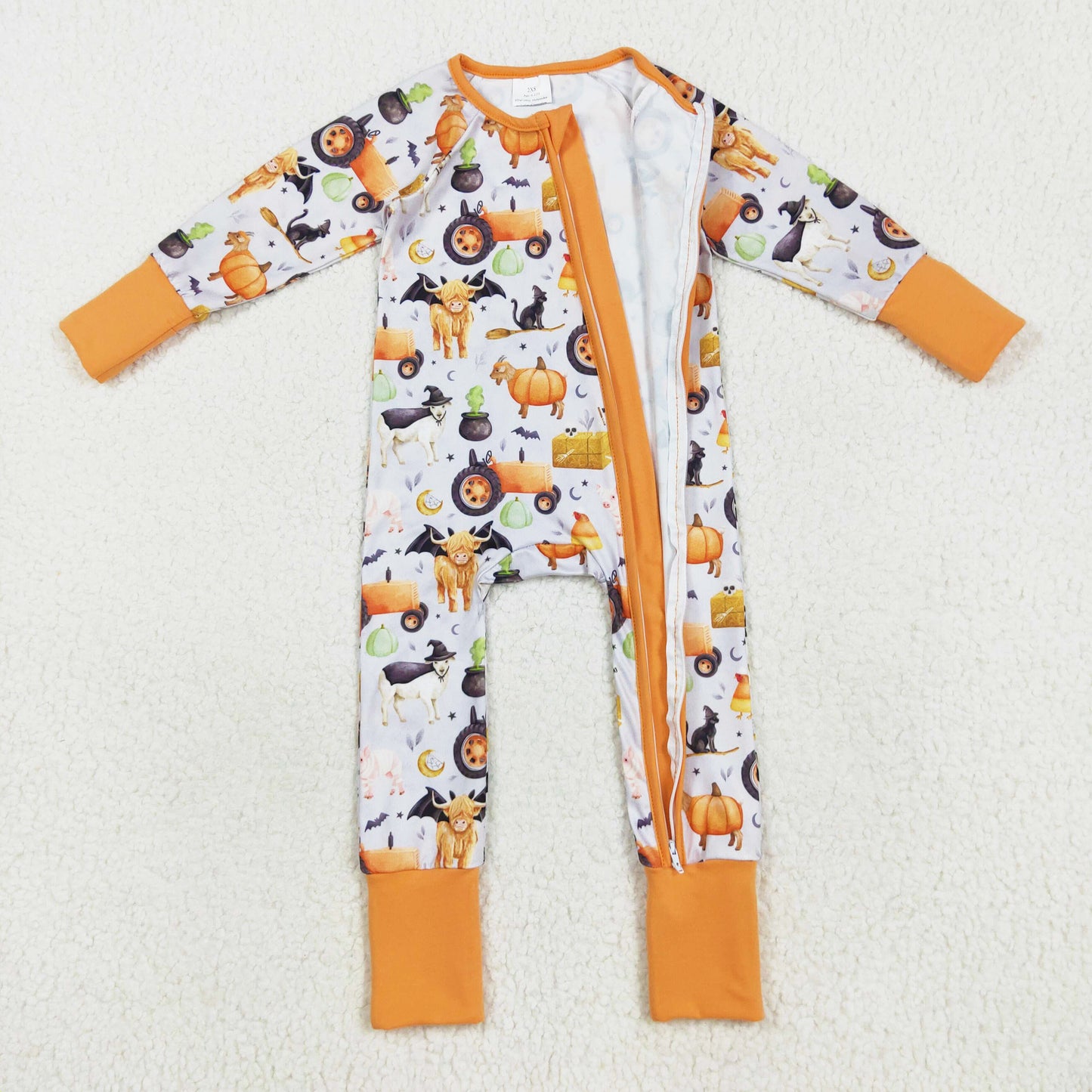 long sleeve Halloween farm animal zip sleeper
