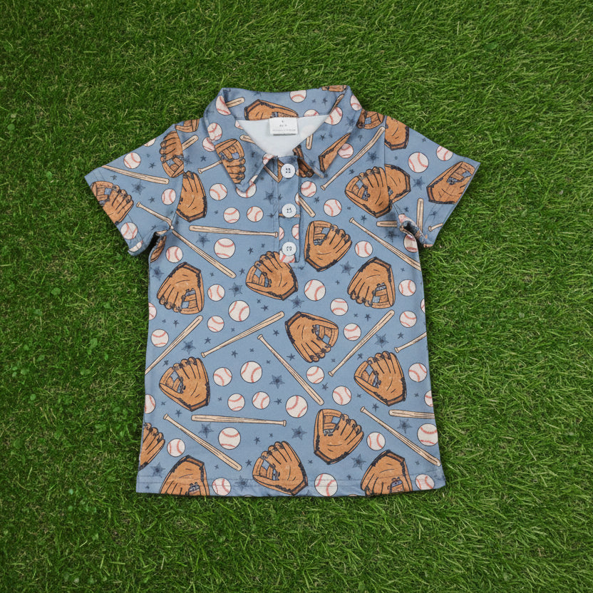 baseball print polo t-shirt boys top