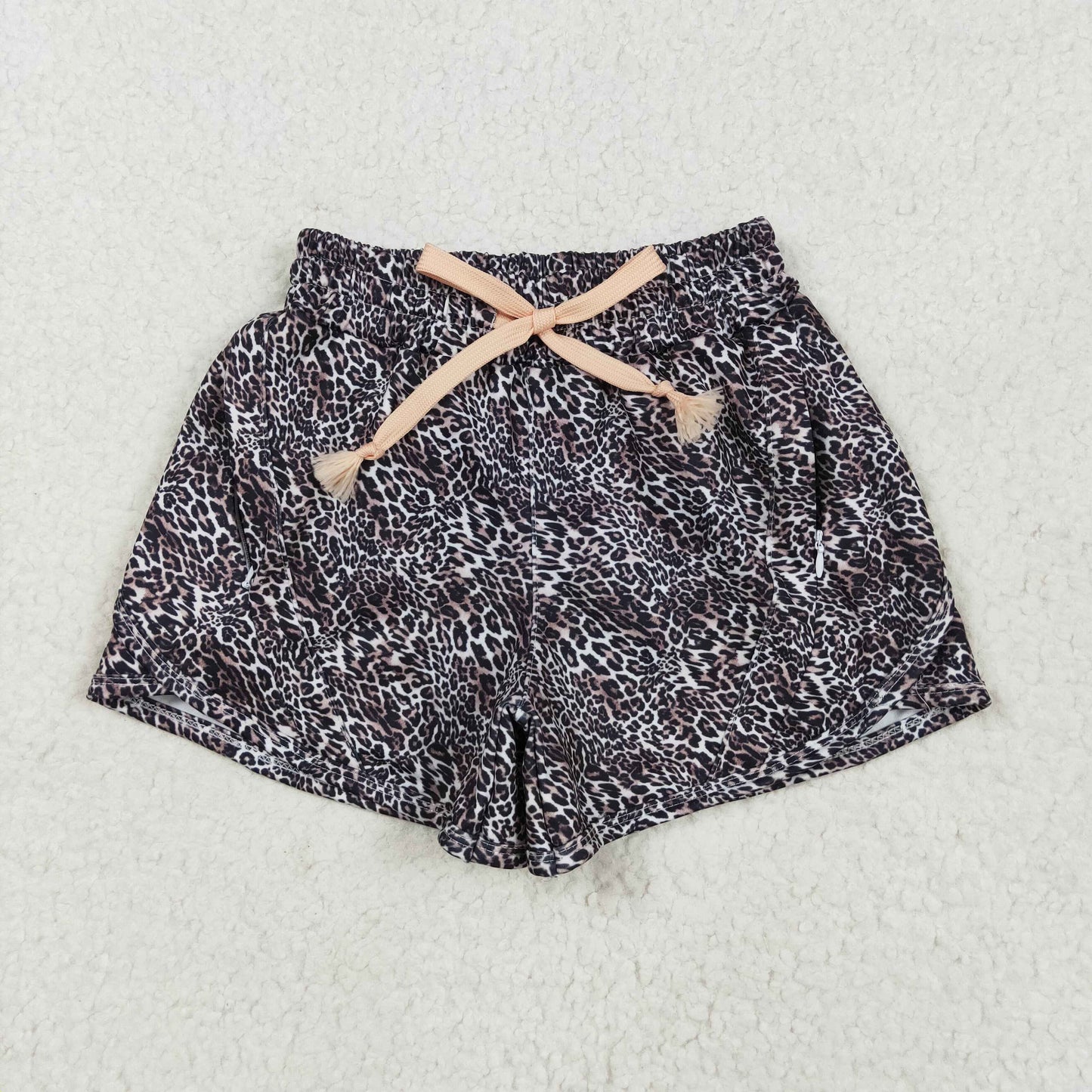 cheetah zip athletic shorts