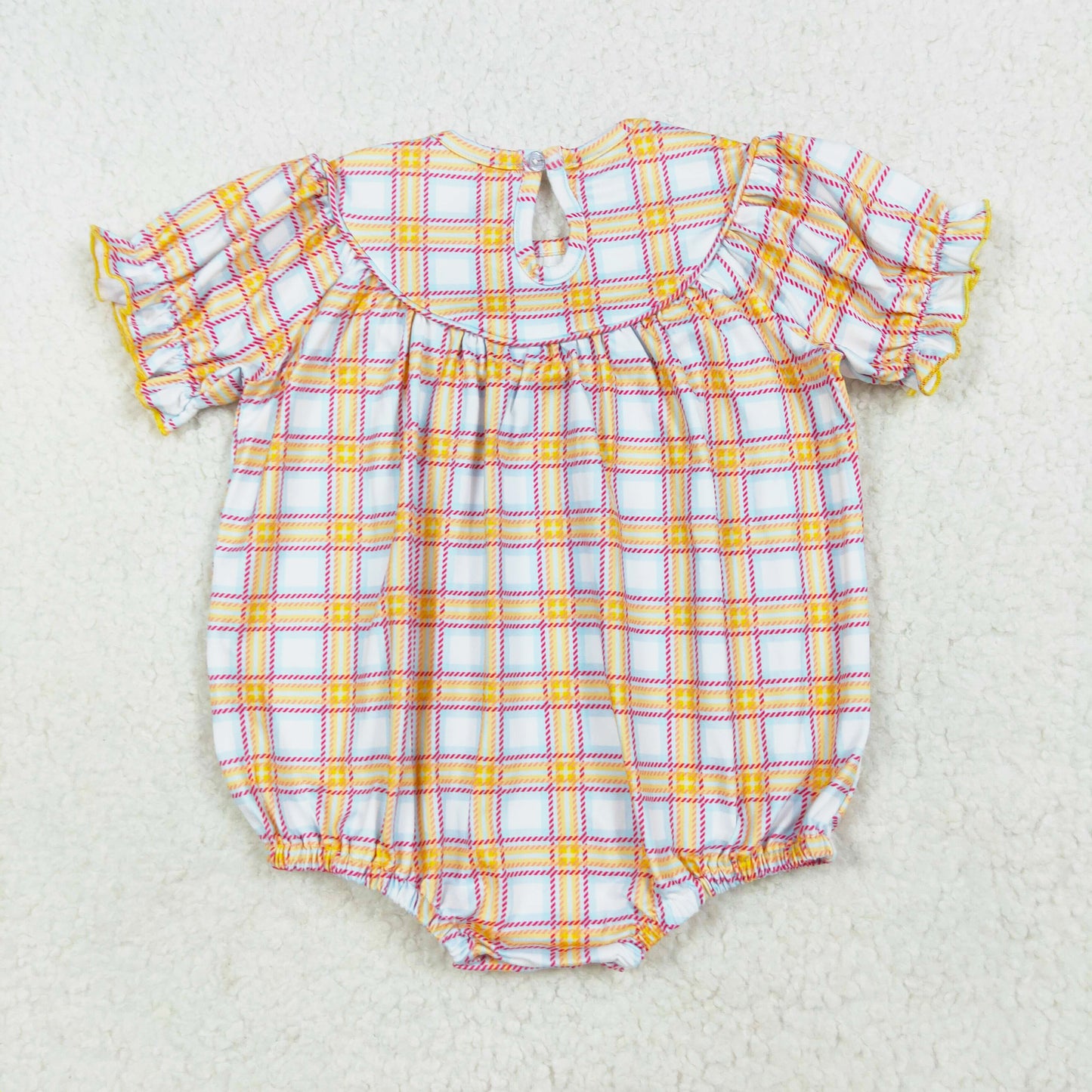 plaid farm life embroidery smock bubble